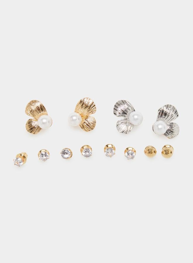 ستايلي طقم أقراط برأس مسماري مزينة من 6 قطع - Image 3